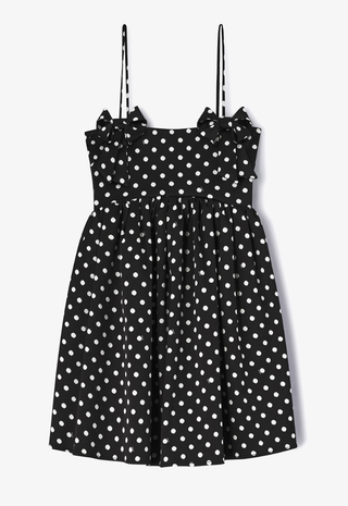 Printed Double Satin Mini Strap Dress Black GANNI