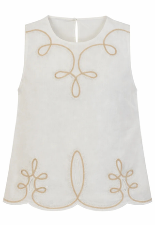 Hampton Tank Ivory Embroidered Anna Cate