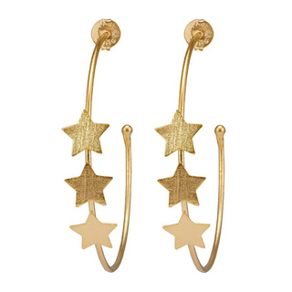 Silvina Star Hoops Brushed 18K Gold Plated BRM3191