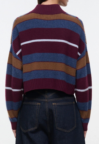 Cropped Hampton Cashmere Sweater Monaco Stripe Staud