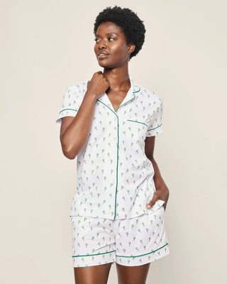 Women's Pima Short Sleeve Short Set Palmier Petite Plume