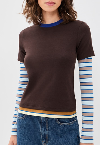 Dillon Tee Earth/Horizon Stripe Staud