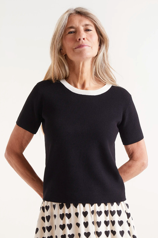 Black Short Sleeve Knit Top Compañia Fantastica