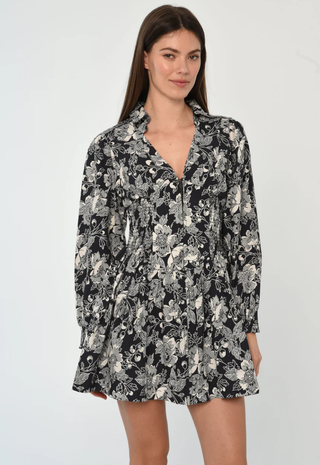 Gia Mini Dress Moonlit Floral Print Love The Label