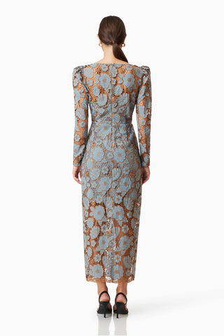 Jasmine Long Sleeve Midi Dress Blue Elliatt