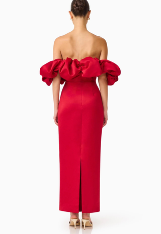 Lucetta Off Shoulder Column Gown Red Elliatt