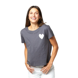The Suke Tee Contrast Imperfect Heart Faded Carbon Kerri Rosenthal