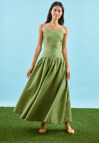 Newberry Dress in Glass Green
