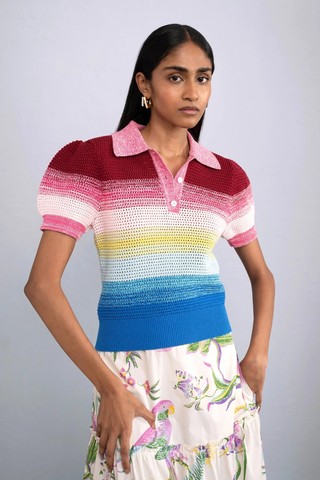 Lily Short Sleeve Polo Bloom Ombre