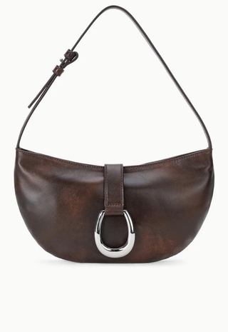 Harlow Crescent Shoulder Bag Espresso Distressed Staud