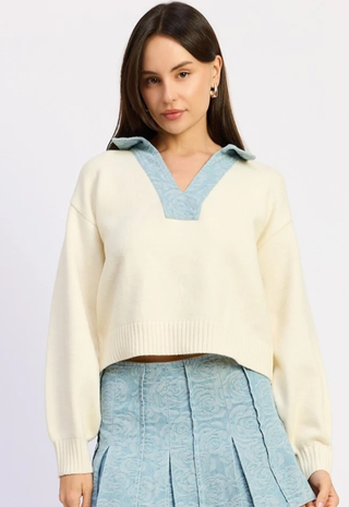 Dominique Sweater Light Wash Denim En Saison