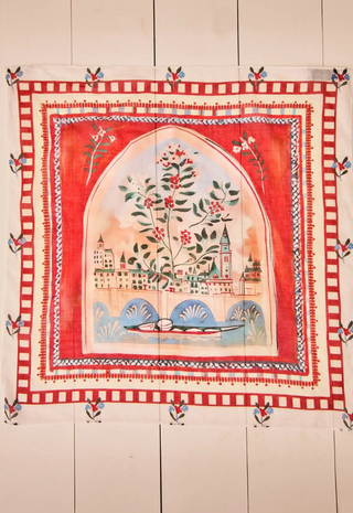 Printed Scarf Coastal Village Hunter Bell