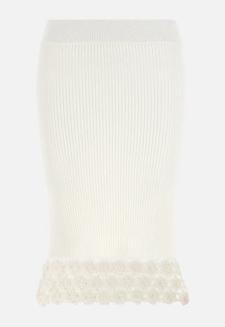 Fine Cotton Rib Crochet Skirt Ganni