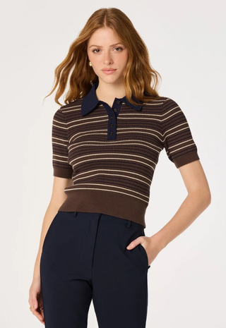 Iris Sweater Brown Navy Stripe Astr