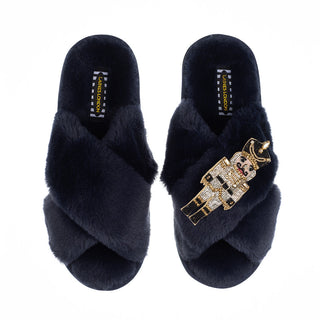 Navy Open Toe Slipper Laines London