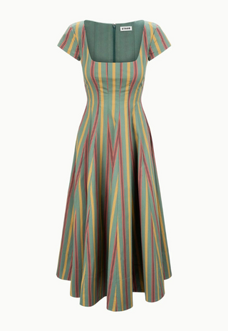 Short Sleeve Wells Dress Trailblazer Stripe STAUD