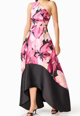 Lumiflora Asymmetrical Gown Pink Multi Black Elliatt