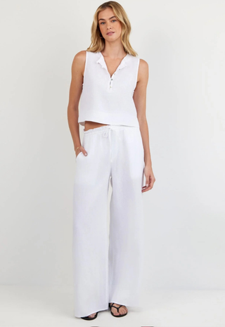 Sleeveless Half Placket Top White Bella Dahl