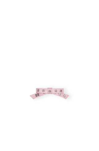 Eyelet Bow Barrette Satin Chalk Pink Ganni