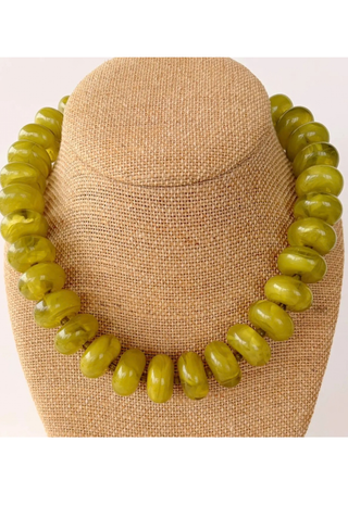 The Rory — Green Rondelle Beaded Necklace - Green