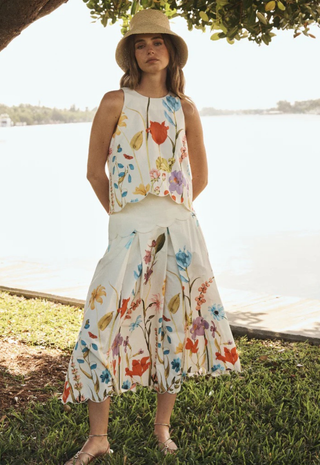 Sonata Scallop Midi Skirt Garden Muse Mestiza