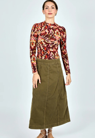 Bina Midi Skirt Ivy Green Denim Love The Label