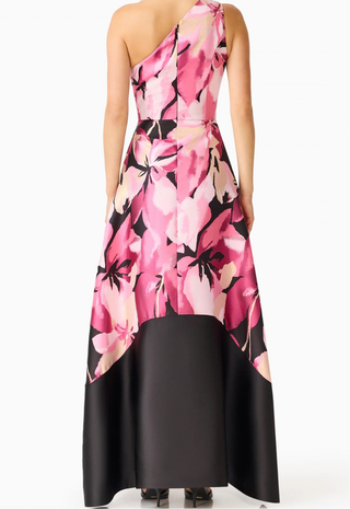 Lumiflora Asymmetrical Gown Pink Multi Black Elliatt