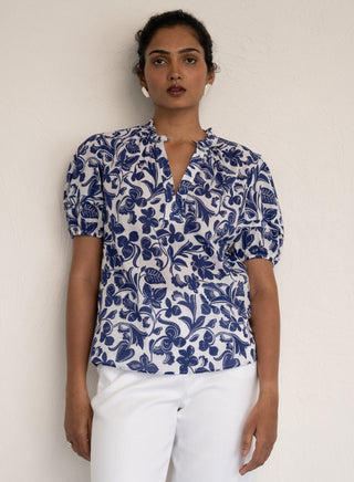 Bronte Top Cobalt Banjanan
