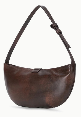 Harlow Crescent Shoulder Bag Espresso Distressed Staud