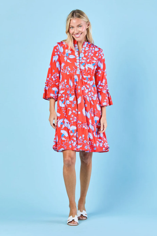 Caty Dress Scarlet Blooms Sheridan French