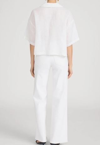 Le Slim Palazzo Crop White Raw Fray Frame