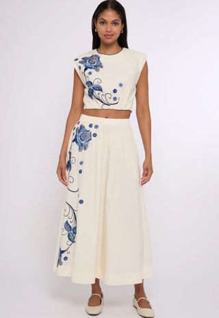 Porto Maxi Skirt Kimber Embroidery Love The Label