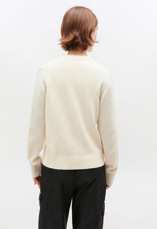 Graphic Wool Mix Fluffy Puppy Love Crewneck Egret Ganni