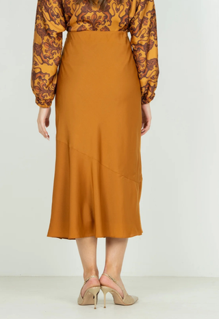 Bias Midi Skirt Pecan Emily Mccarthy