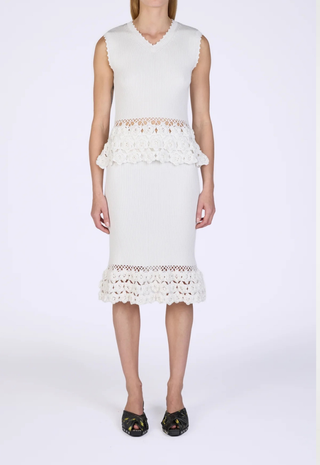 Fine Cotton Rib Crochet Skirt Ganni