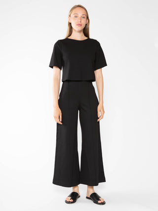 Ponte Knit Wide Leg Pant: Cropped Black Ripley Rader