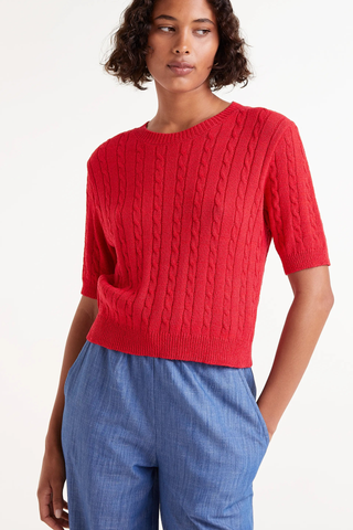Red Short Sleeve Knitted Jersey Compańia Fantastica
