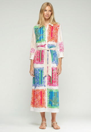Multicoloured Tropical Print Shirt Dress - Viligallo