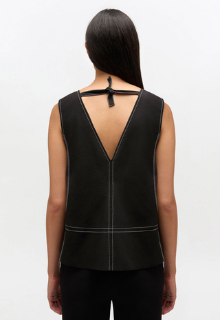 Stretch Cotton A-line Top Black GANNI