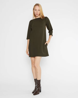Ponte Knit A-Line Dress Olive Ripley Rader
