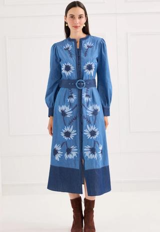 The Suzie Dress Denim Floral Alivia