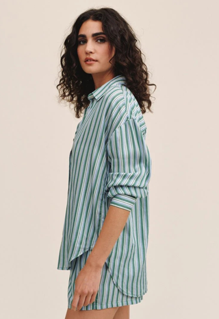 Oversized Button Down Emerald Surf Stripe Bella Dahl