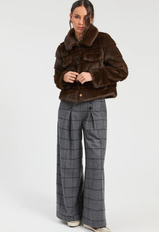Brown Fur Jacket Vilagallo