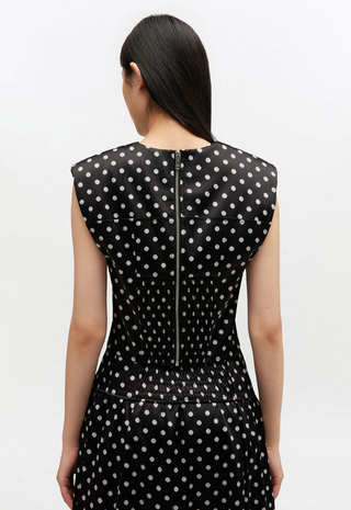 Printed Double Satin Corset Top Black GANNI