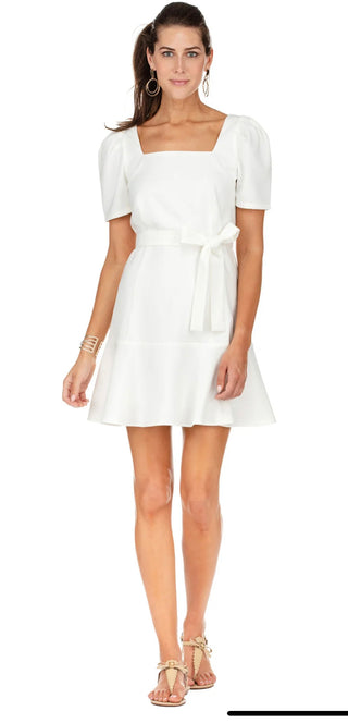 Flounced Hem Dress White