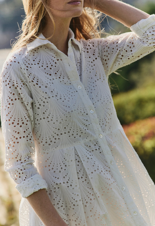 Birdie Eyelet Long Dress White Eyelet - Hermoza