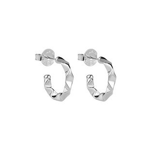 Small Wrinkled Hoops Shiny Silver Plated BR1970BS