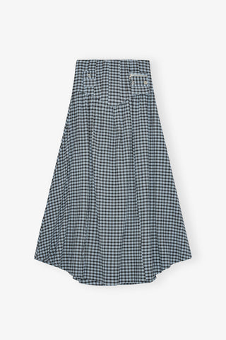 Seersucker Check Long Pocket Skirt GANNI