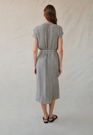 Cap Sleeve Maxi Shirt Dress Ivory Check Plaid Bella Dahl