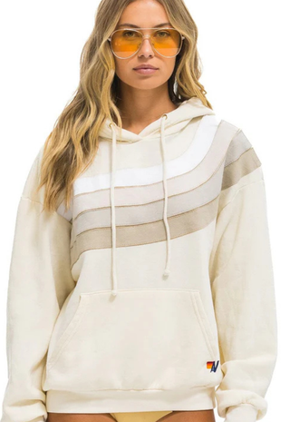Wave Stripe 4 Pullover Hoodie Relaxed Vintage White Aviator Nation